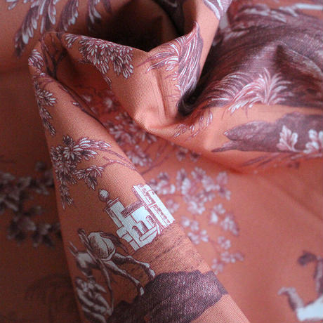 フランス製生地　トワルドジュイ天使　オレンジ